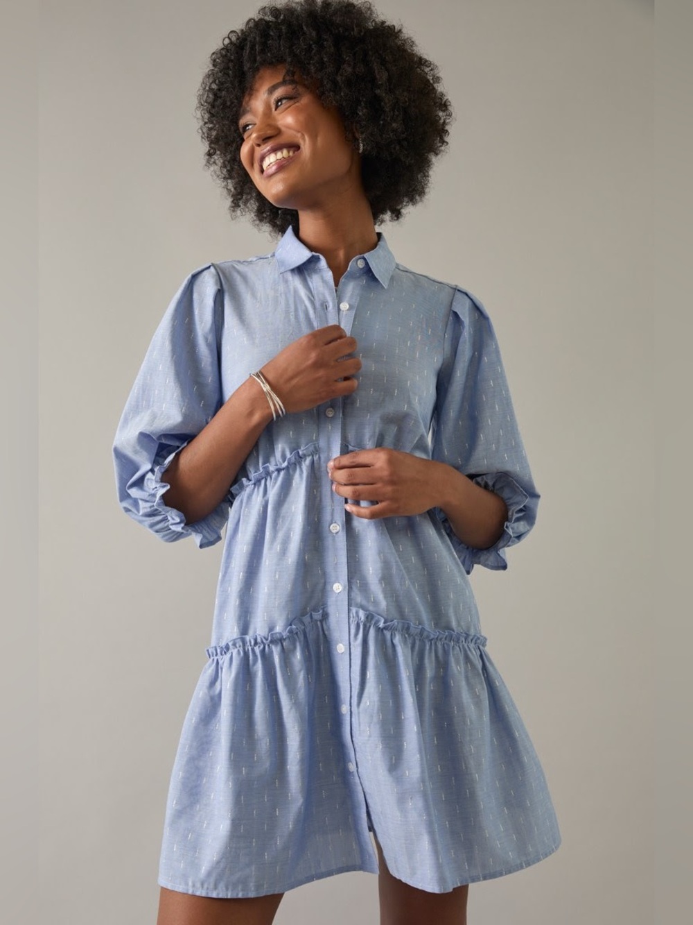 Francesca’s Blue Tiered Swing Dress
